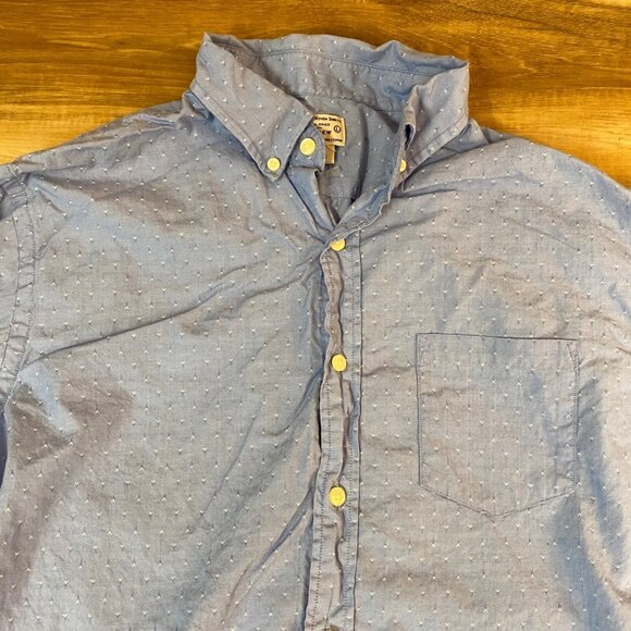J Crew Shirt Mens Large Blue Woven Button Down Long Sleeve Arrow All Over Print - Picture 7 of 8